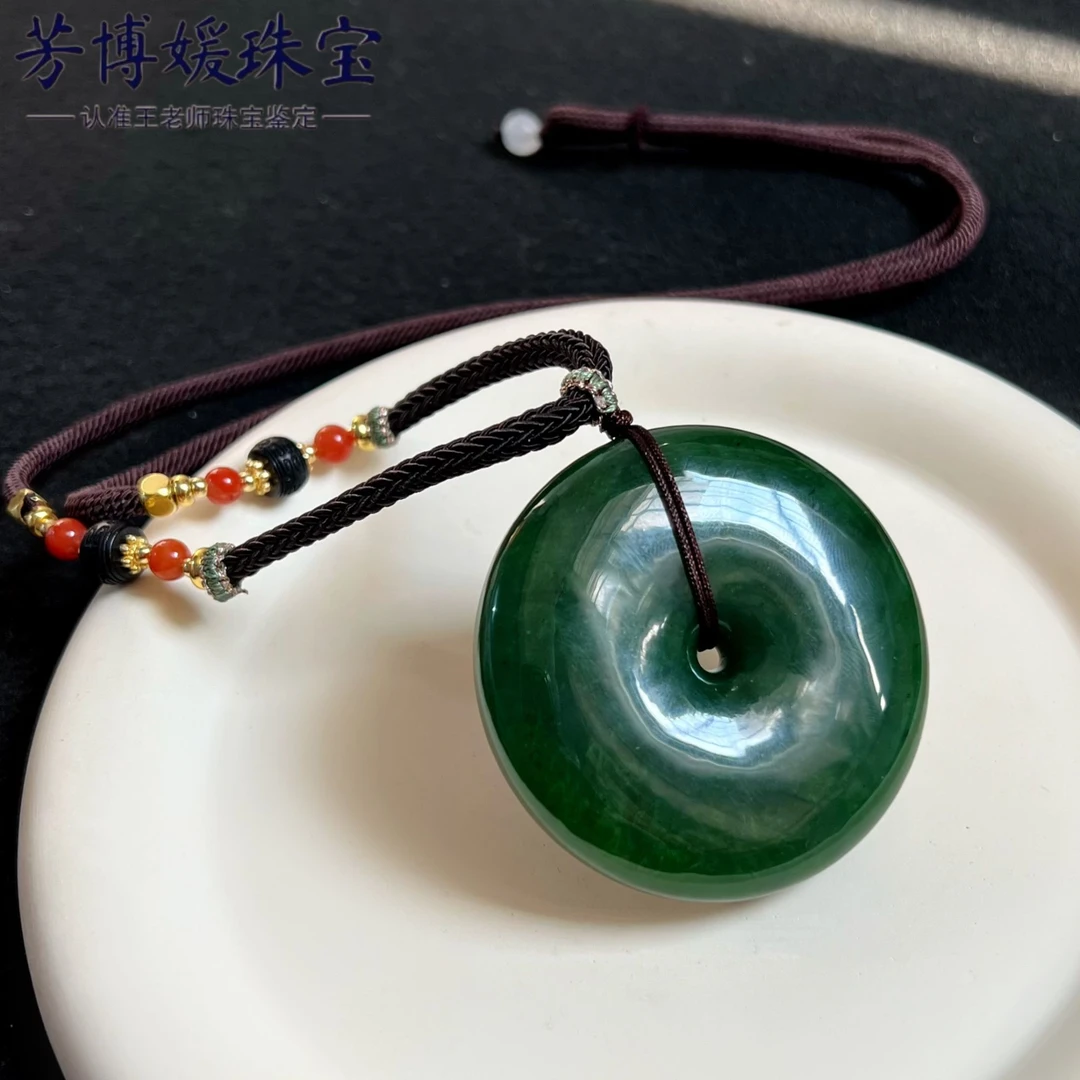 G013天然高品质和田玉碧玉50mm平安扣吊坠 大气玉坠 多样性发其一