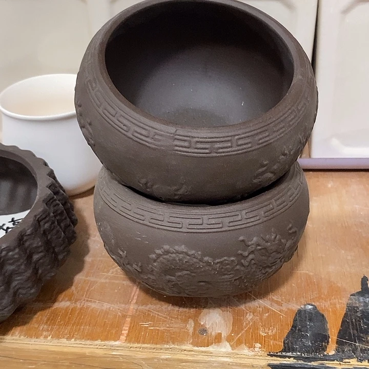 摆件陶盆有孔 微瑕介意勿拍