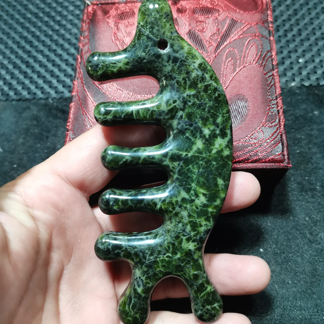 天然藏玉药王石手工按摩梳强磁海豚五齿按摩家用颜色款式随机发