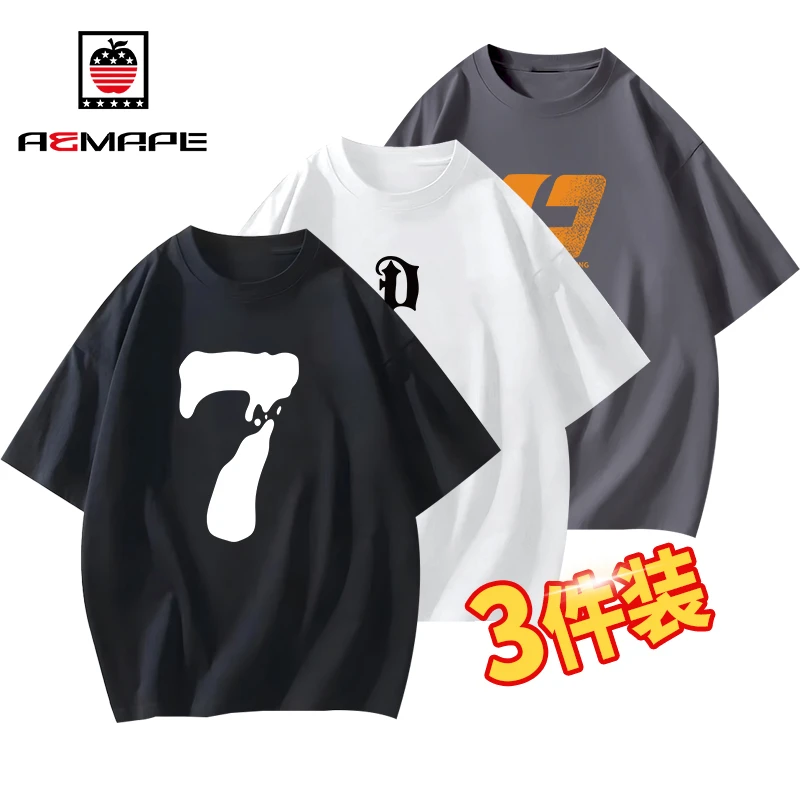 AEMAPE纯棉短袖T恤男2025夏季新款休闲圆领体恤衫百搭男士上衣