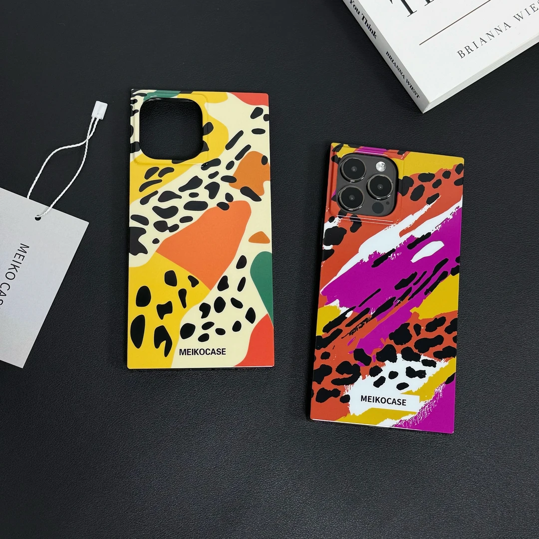 MEIKOCASE 个性豹纹适方形手机壳用苹果17promax16/15个性14爆款