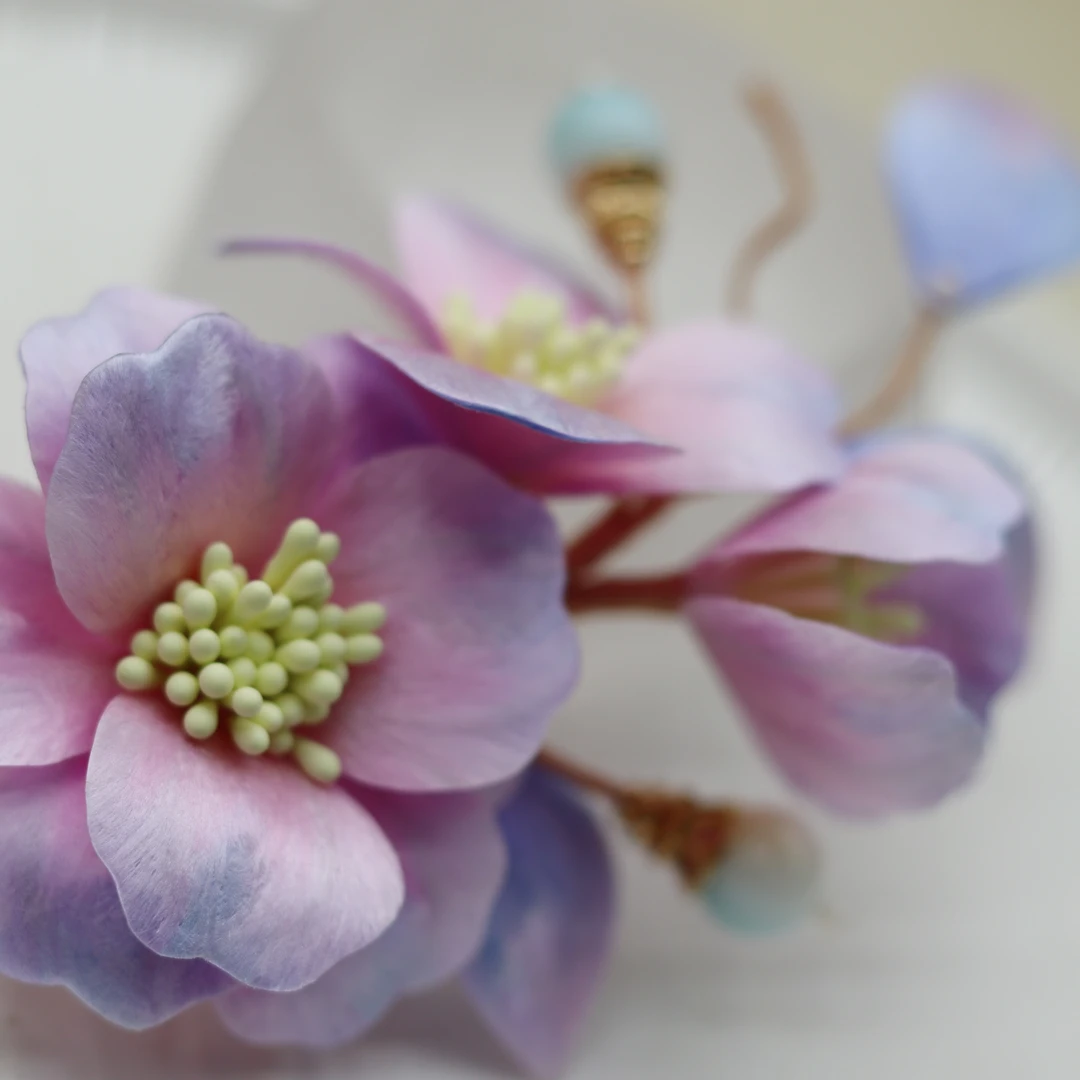 七彩棉花糖 蚕丝绒花头饰发饰发夹