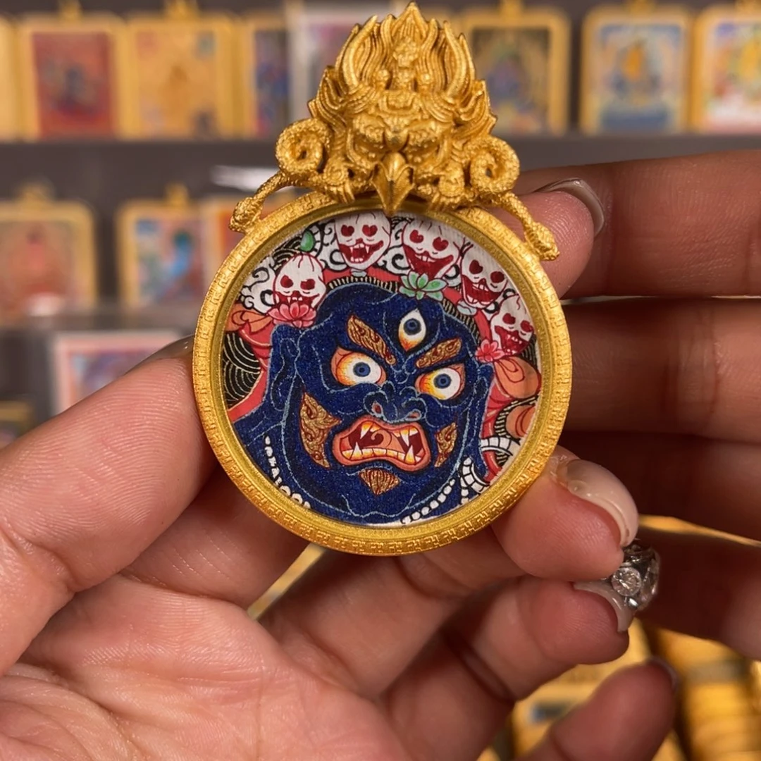 吊坠大黑天青海热贡唐卡3.5