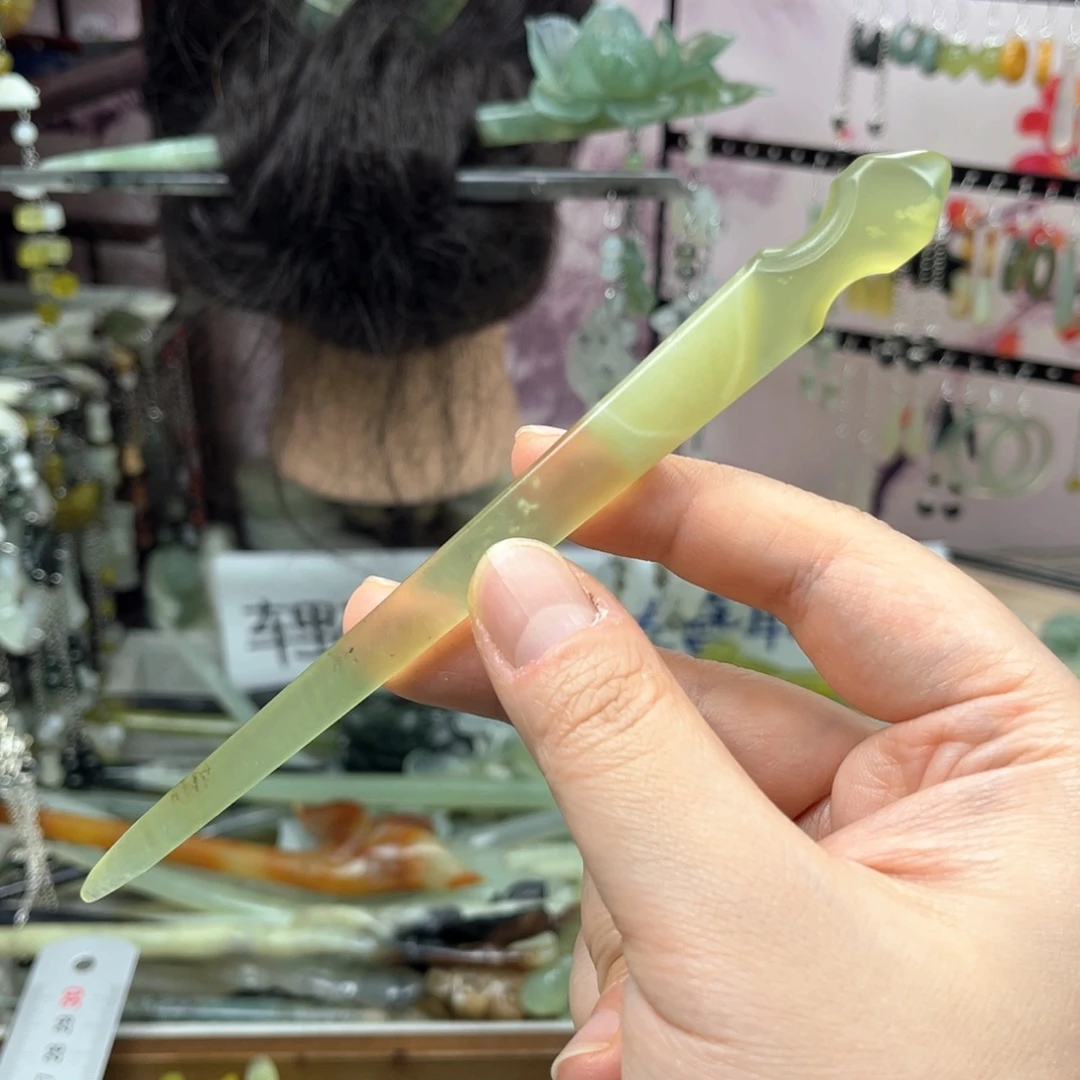 岫玉未镶嵌发饰长度16厘米左右的