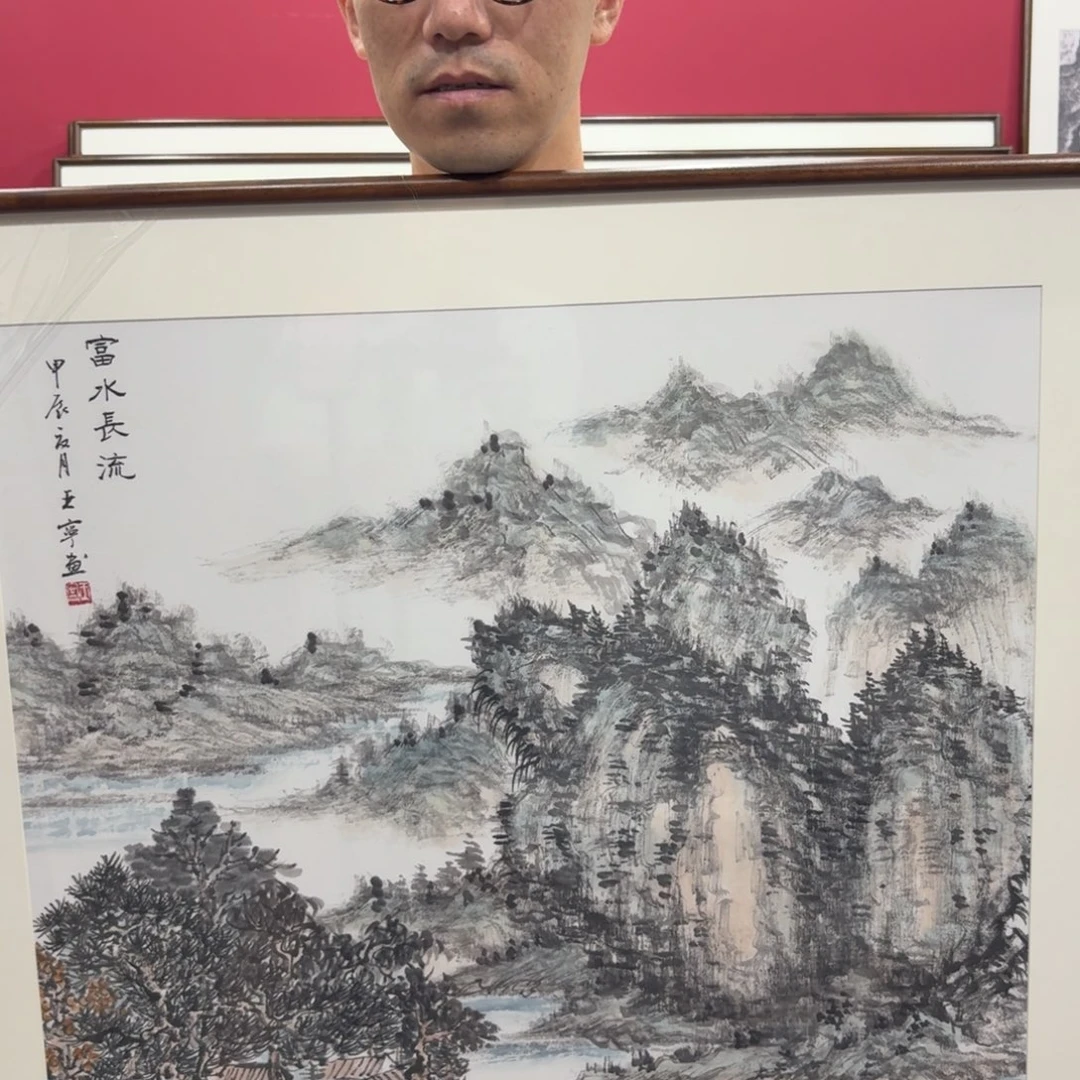 国画带框绘画80/80尺寸