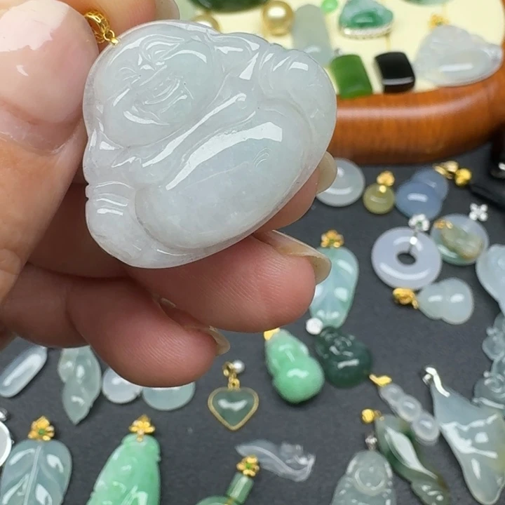 翡翠18K金镶嵌吊坠(不含链)