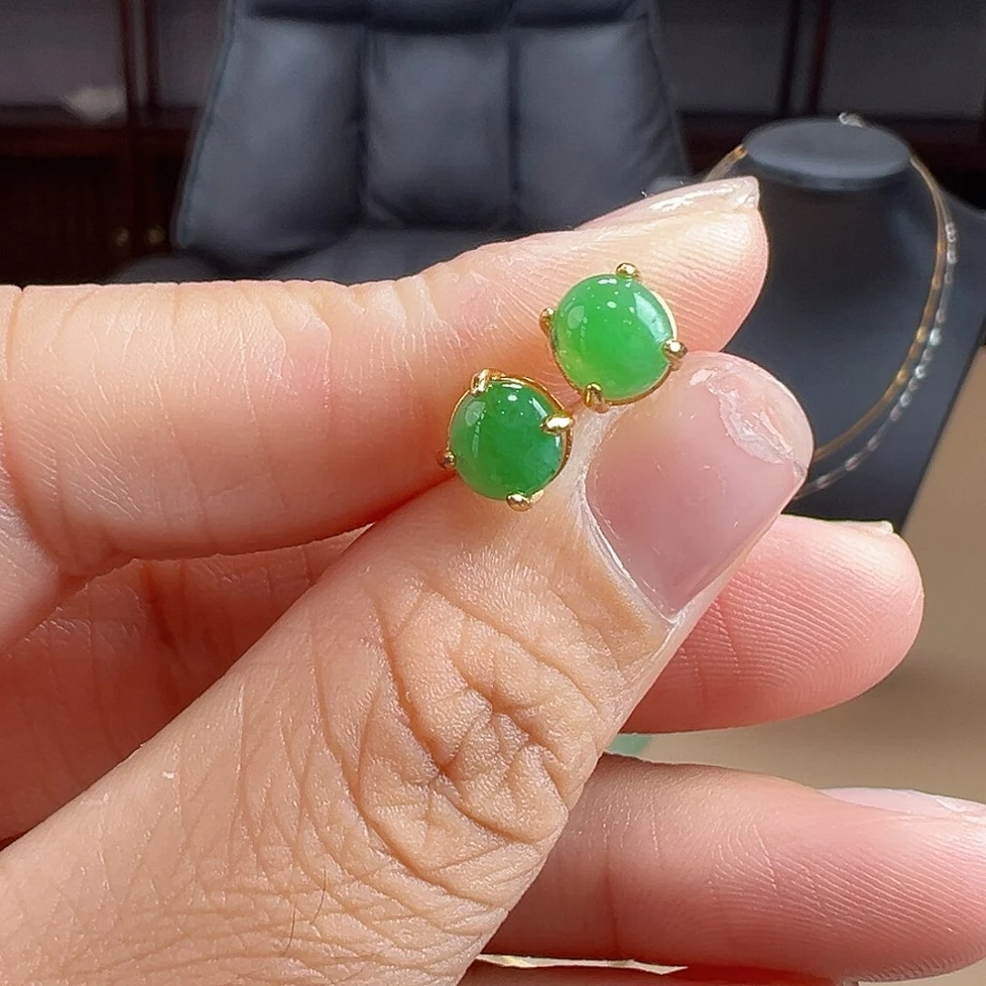 翡翠银S925镶嵌耳饰耳饰