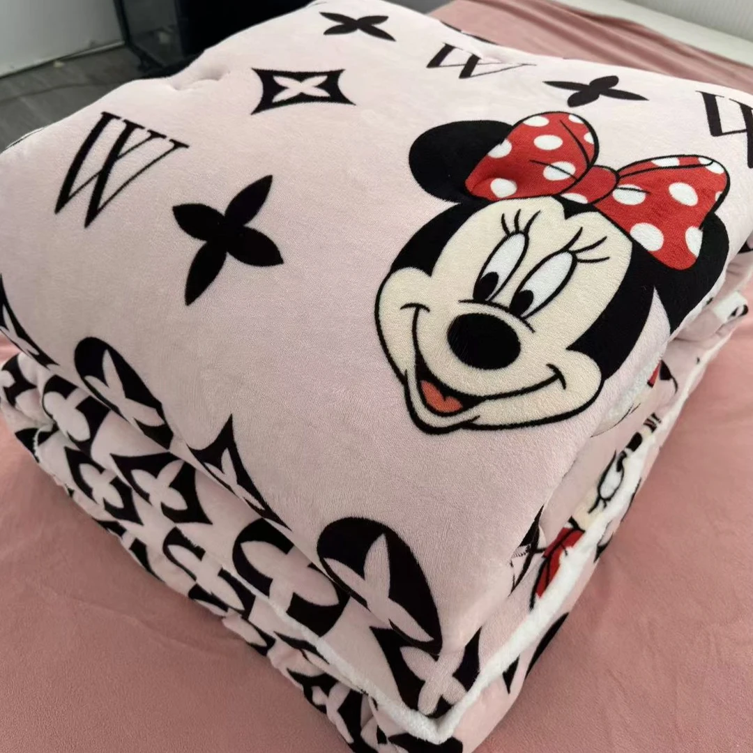 {卡通双面牛奶绒}200*230加绒加厚粉色米鼠冬被