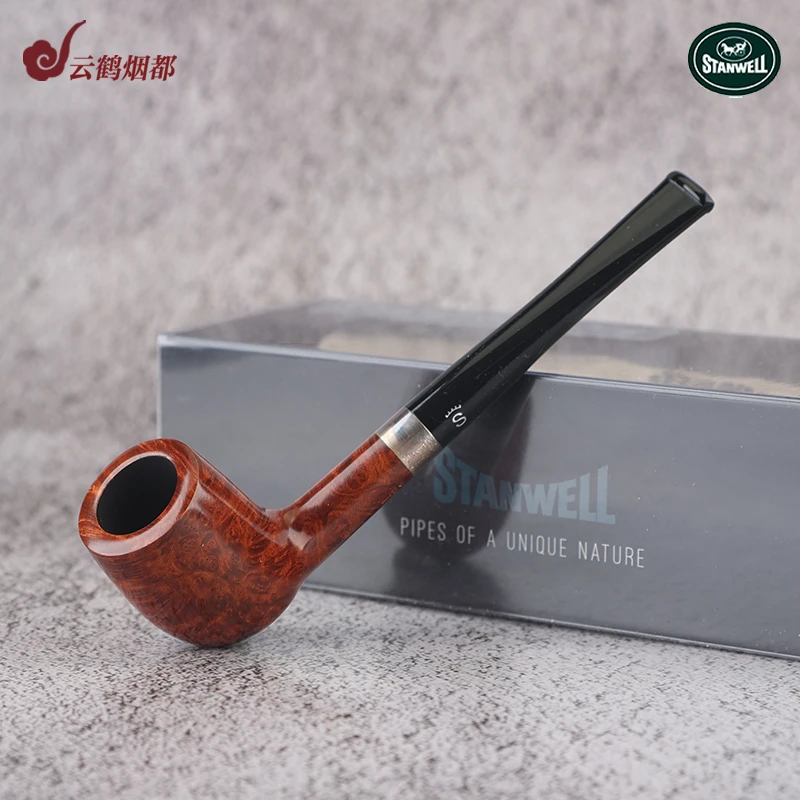 云鹤烟都丹麦进口Stanwell史丹威石楠木烟斗光面直斗银圈107