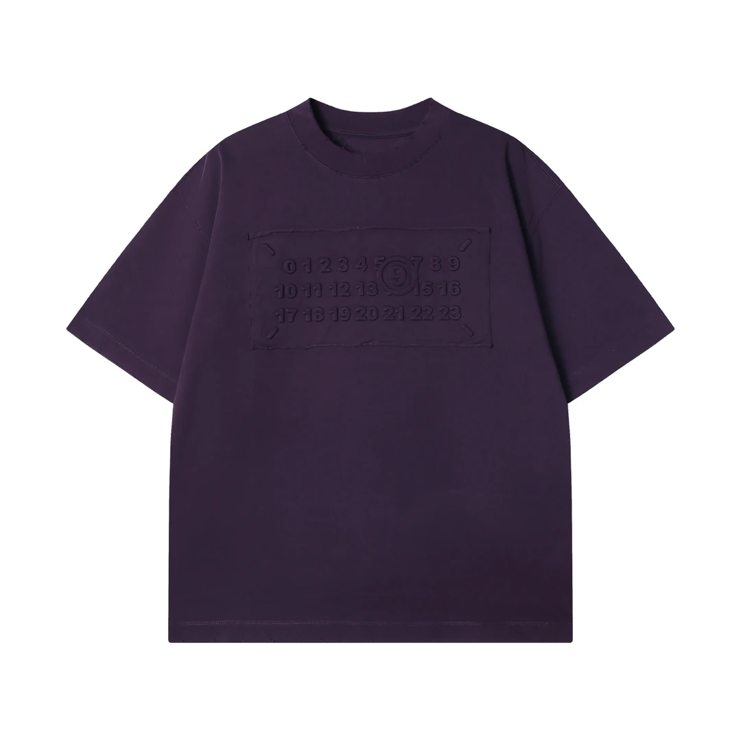 夏季高级感新款纯色立领数字圆领短袖T恤简约百搭时尚休闲上衣