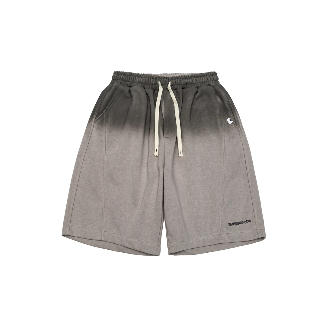 【夏季优惠】大码宽松渐变色短裤直筒刺绣运动五分裤