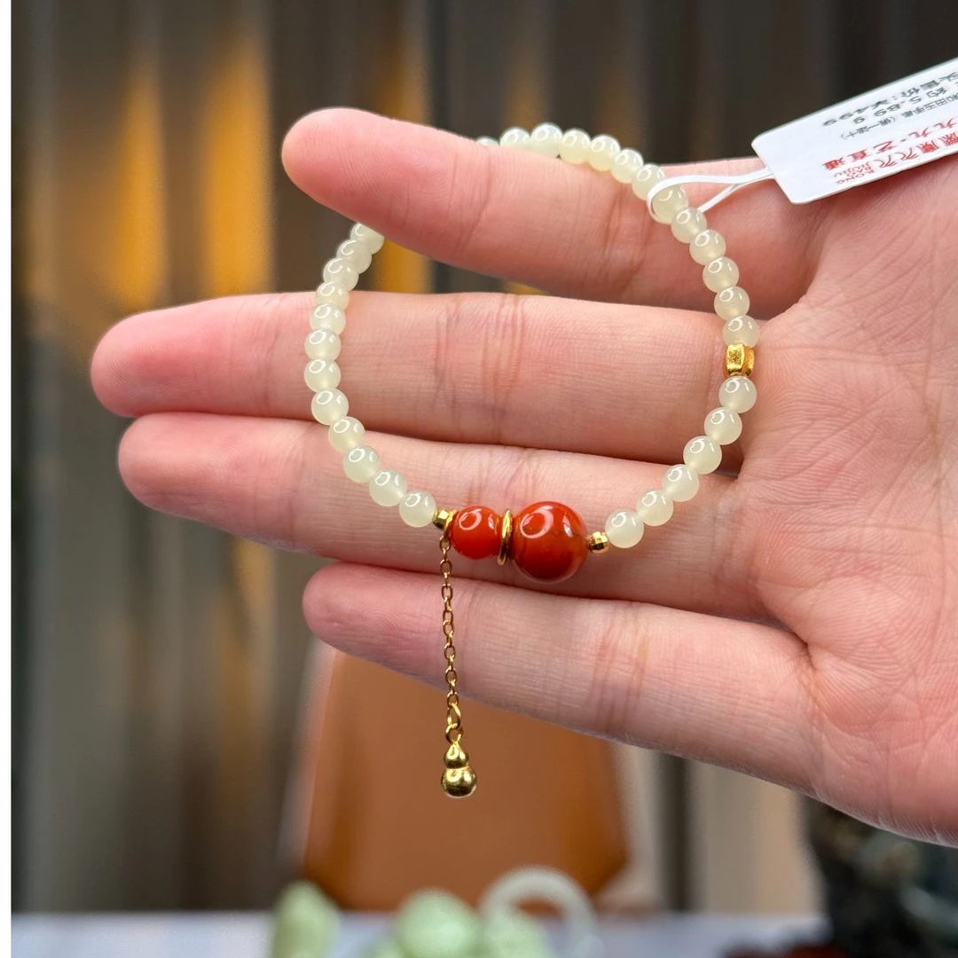 预售-新疆和田玉小米珠4mm南红葫芦手链多样发发一件
