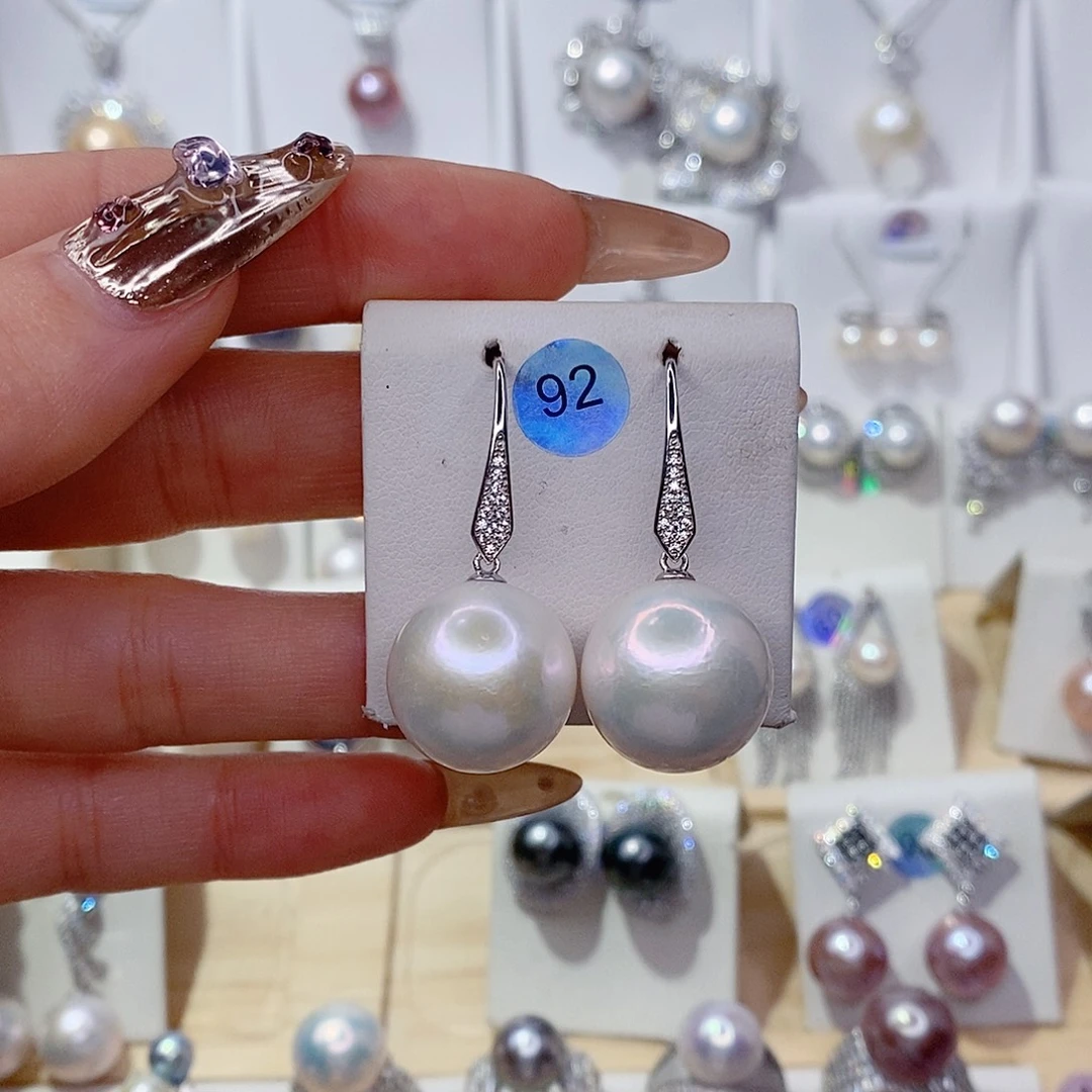 m***黄淡水珍珠银S925镶嵌耳饰16➕