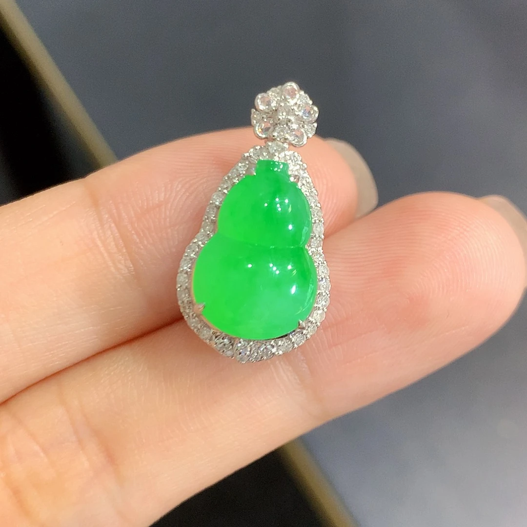 翡翠18K金镶嵌吊坠(不含链)