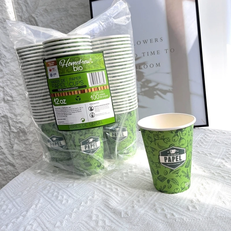 出墨西哥！超划算！100个装加大加厚环保纸杯冷热皆可一次性水杯