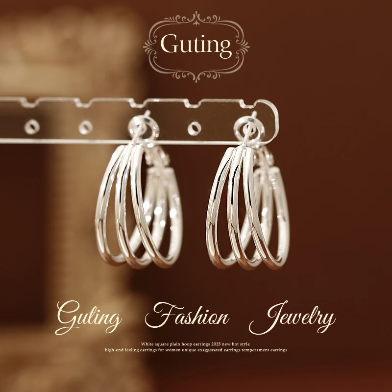 铜合金耳饰 21367高级感金属素圈耳环女2025新款简约气质耳饰耳钉