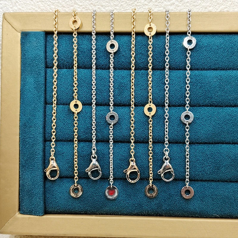 玫瑰金色延长链圆环链尾闪O字链DIY项链手链尾链扣女款万能链配饰