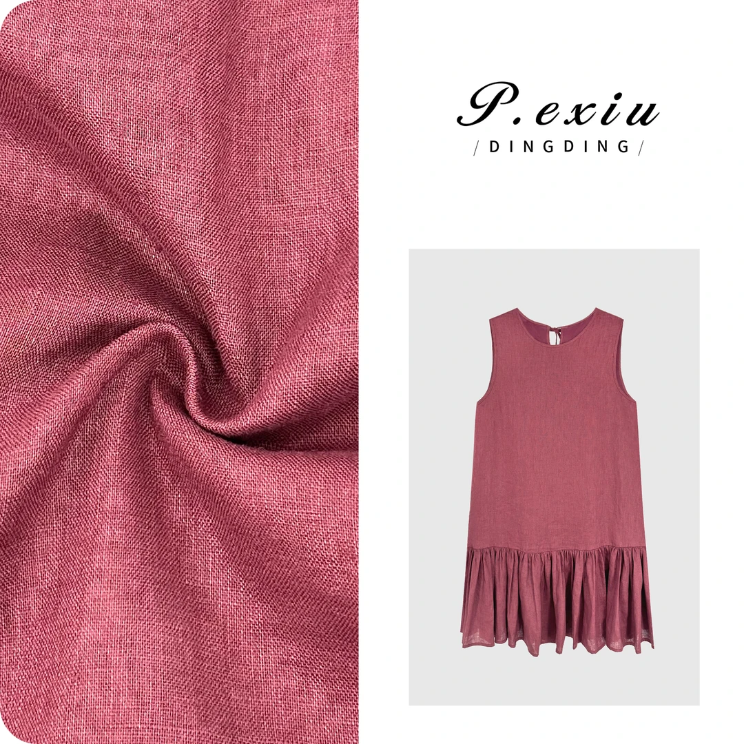 PanYiXiu/潘依绣【蔓越莓夏天】100%亚麻后系带圆领连衣裙W-63045
