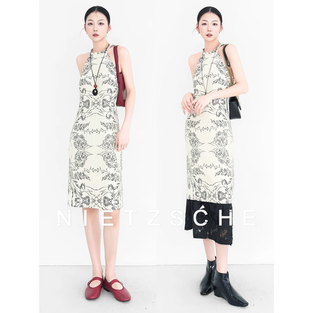 Nietzsche｜爱西里｜人造丝 优雅别致 提花气质显瘦 连衣裙70037