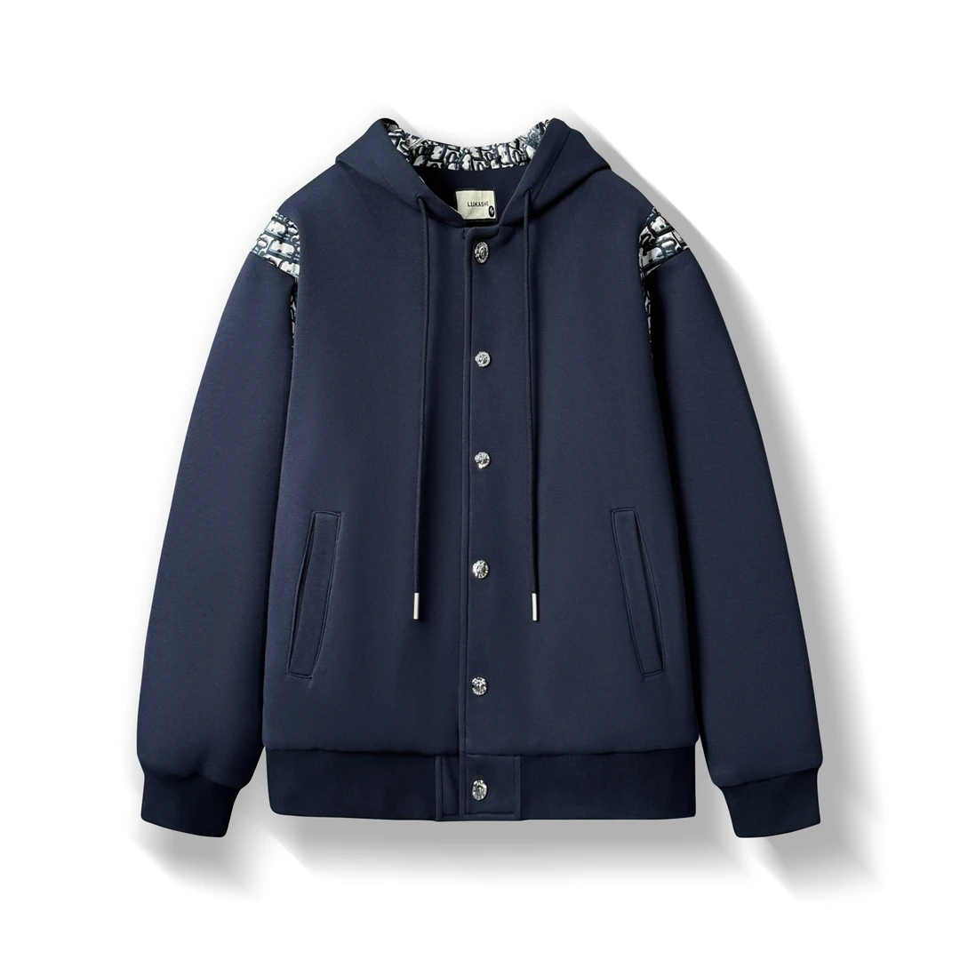 小娴-K108-早秋季新款拼接时尚高级感连帽外套休闲男士夹克百搭