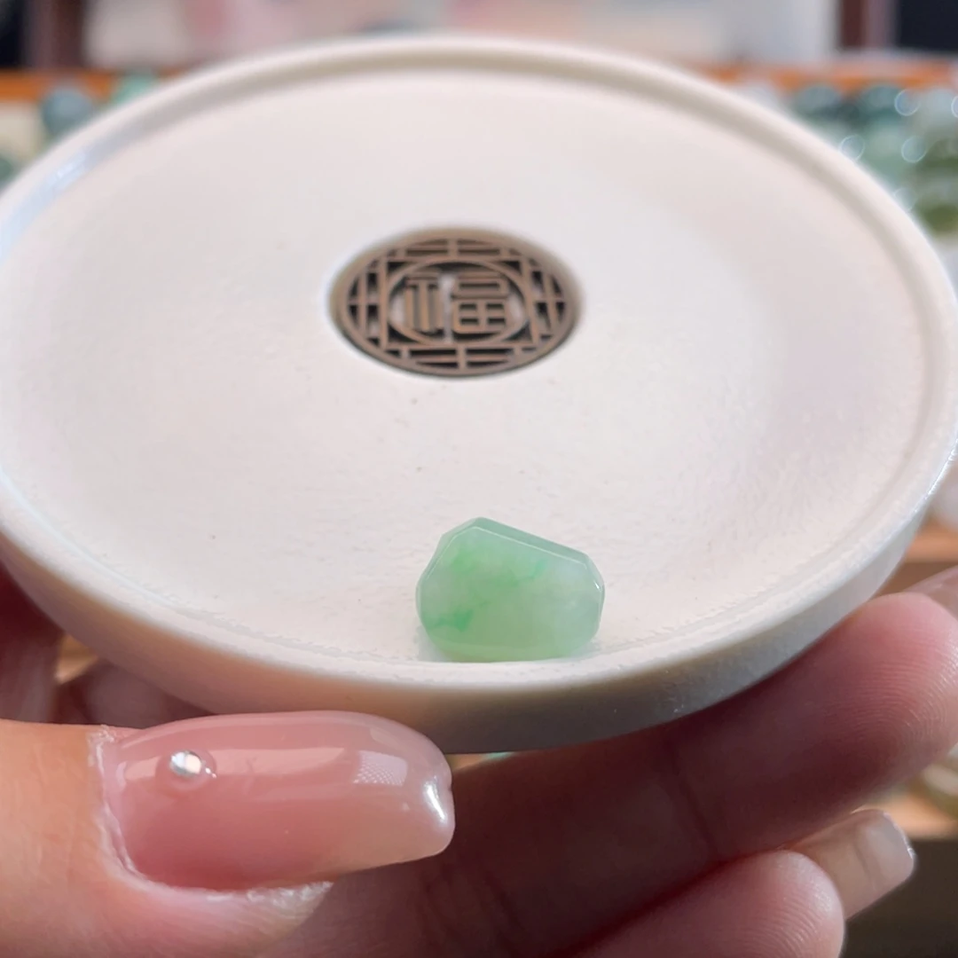 散珠翡翠天然缅甸翡翠a货飘金丝绿随形