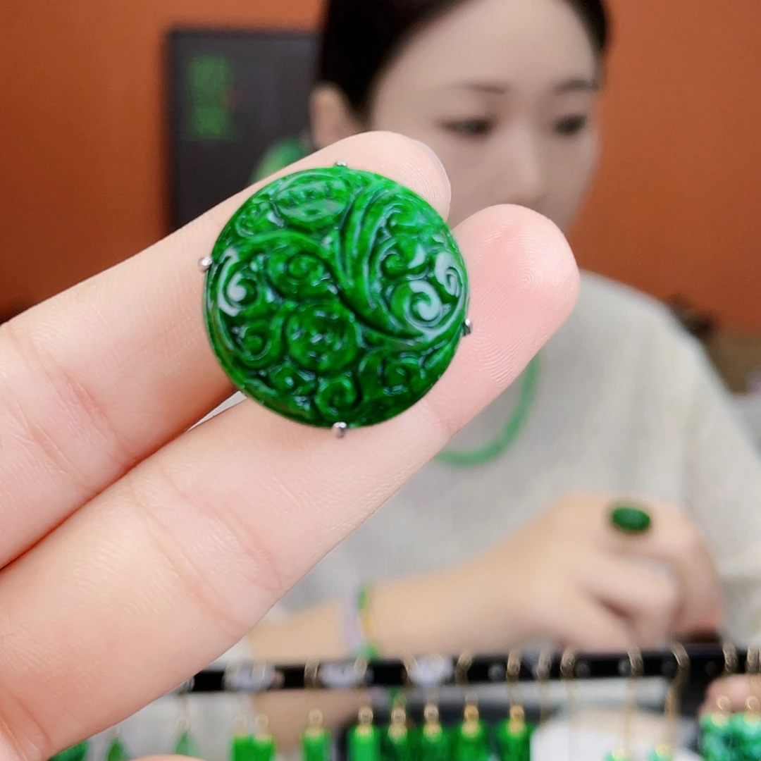 翡翠银S925镶嵌耳饰