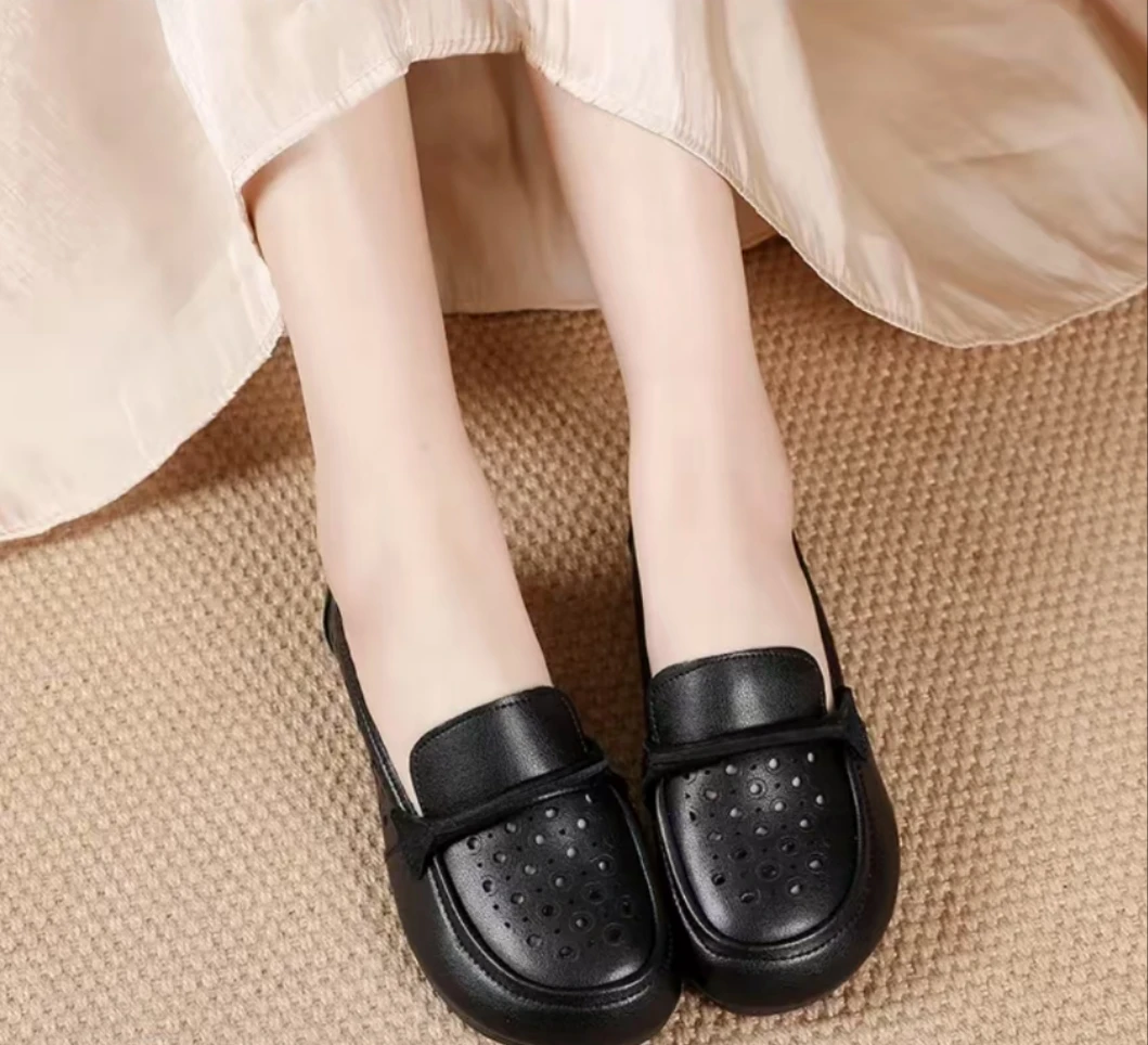 391-1黑色真皮妈妈鞋断码清仓热销