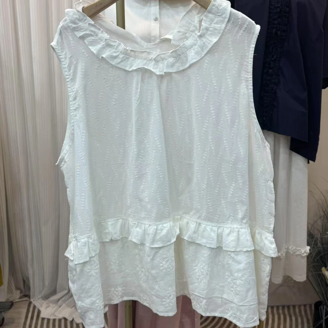 S8545 荷叶边少女风马夹甜美背心通勤蕾丝拼接