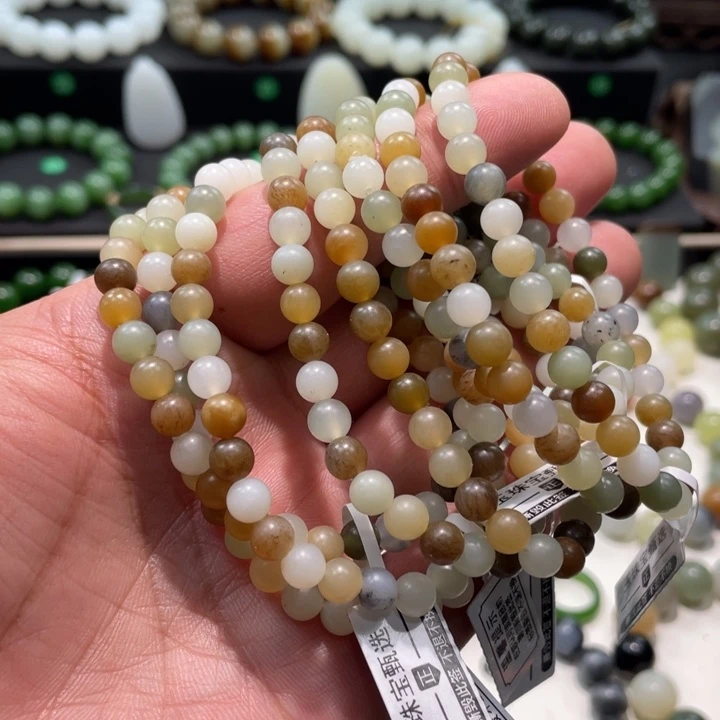 和田玉未镶嵌手串新疆多宝卡6柔光多样性拍一发一