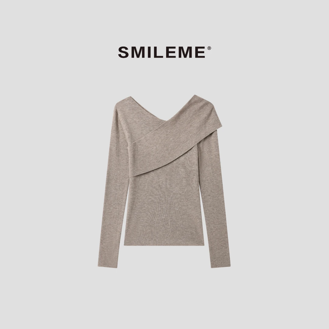 3-SMILEME【经典素影】时尚休闲长袖上衣+半身裙R5376072+R5378005