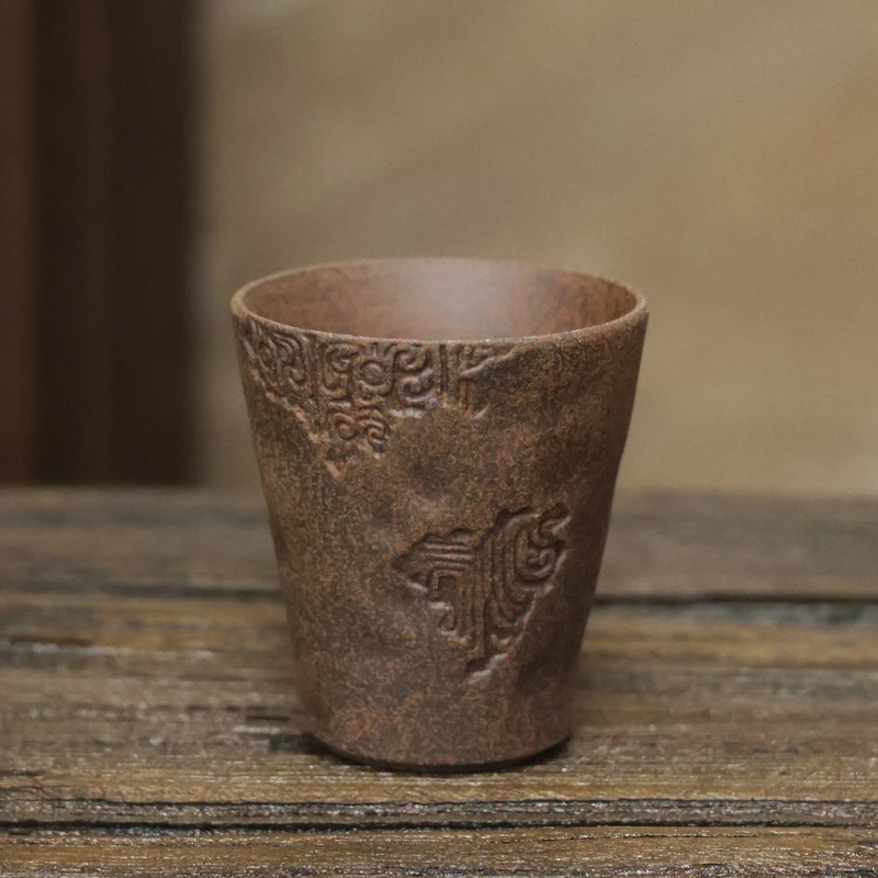 【斋居】老岩泥青铜纹主人杯（Q2787）
