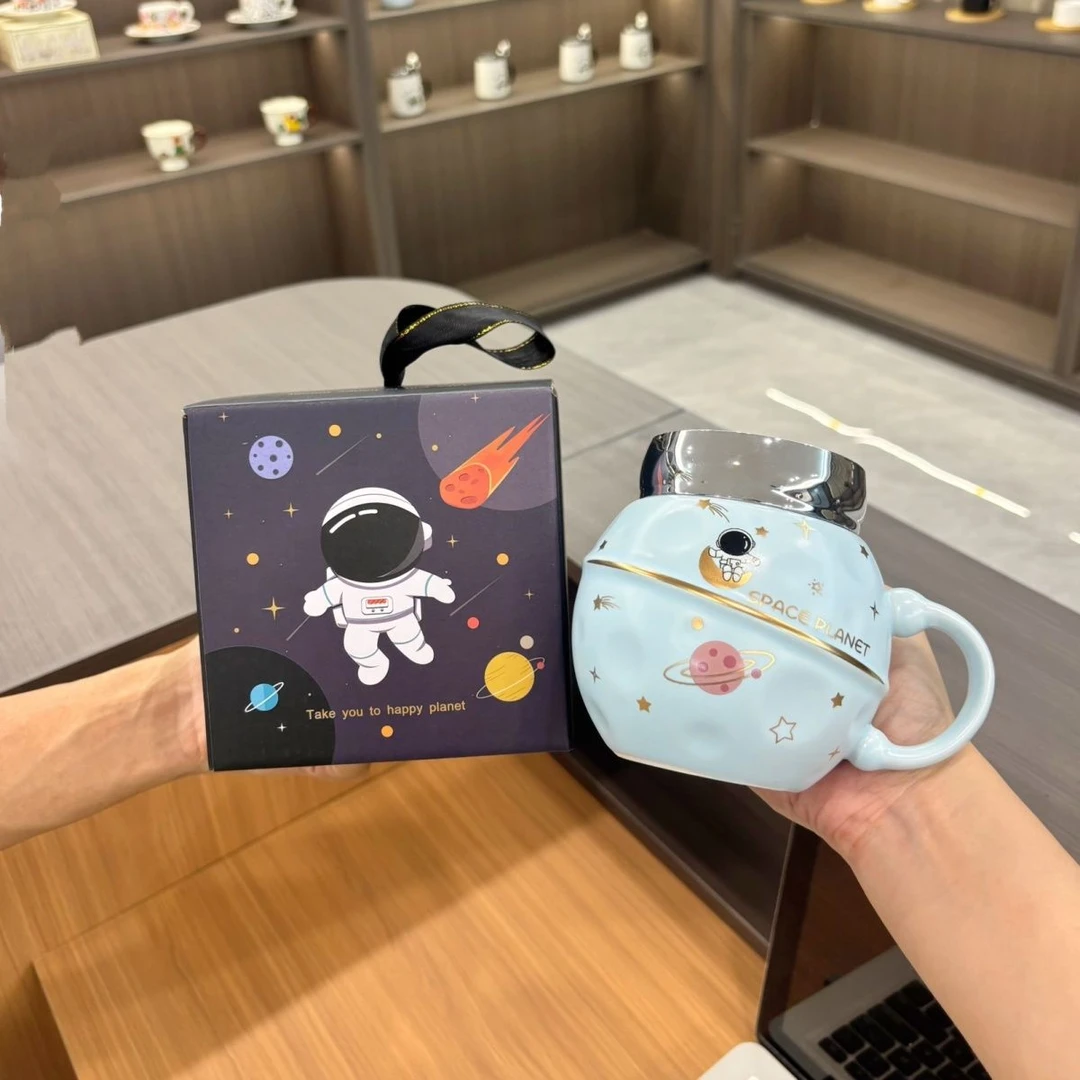星球马克杯镜面杯办公室恒温陶瓷杯子男女情侣喝水杯家用咖啡杯ZF
