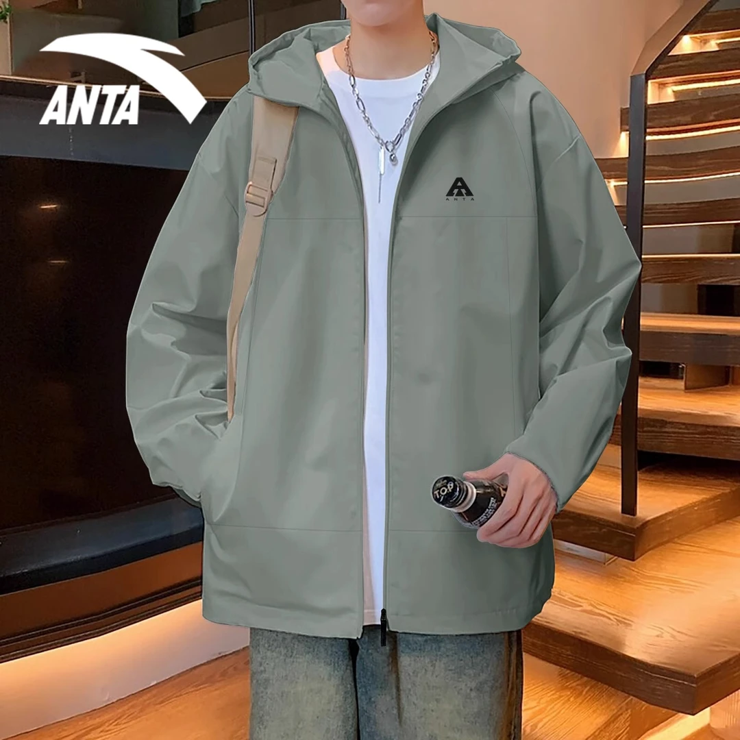 安踏外套男士2025秋冬季新款户外徒步登山运动服加绒连帽夹克上衣