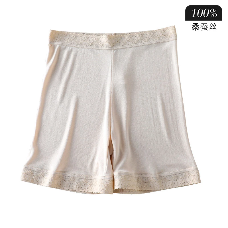 出口高档100%桑蚕丝女士防走光安全裤免穿内裤真丝透气三分打底裤