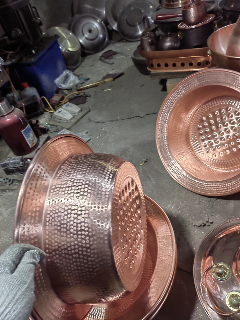 锤纹足疗盆纯紫铜手工锤纹