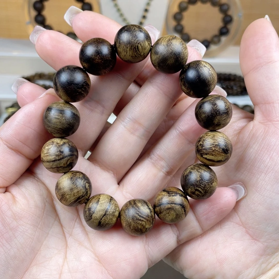 沉香手串陶*越南芽庄白棋楠虎斑留疤