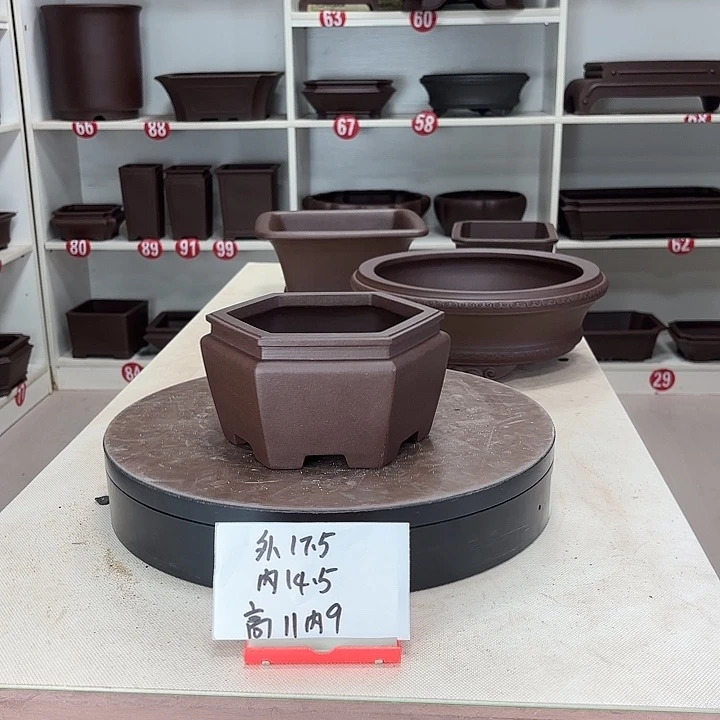 紫砂花盆束口六方