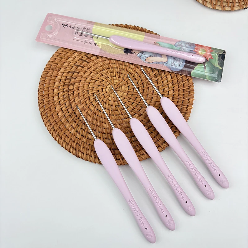 金岚树脂软柄钩针不锈钢针头手工打磨编织针