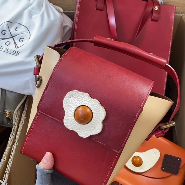 头层牛皮瑕疵单肩包