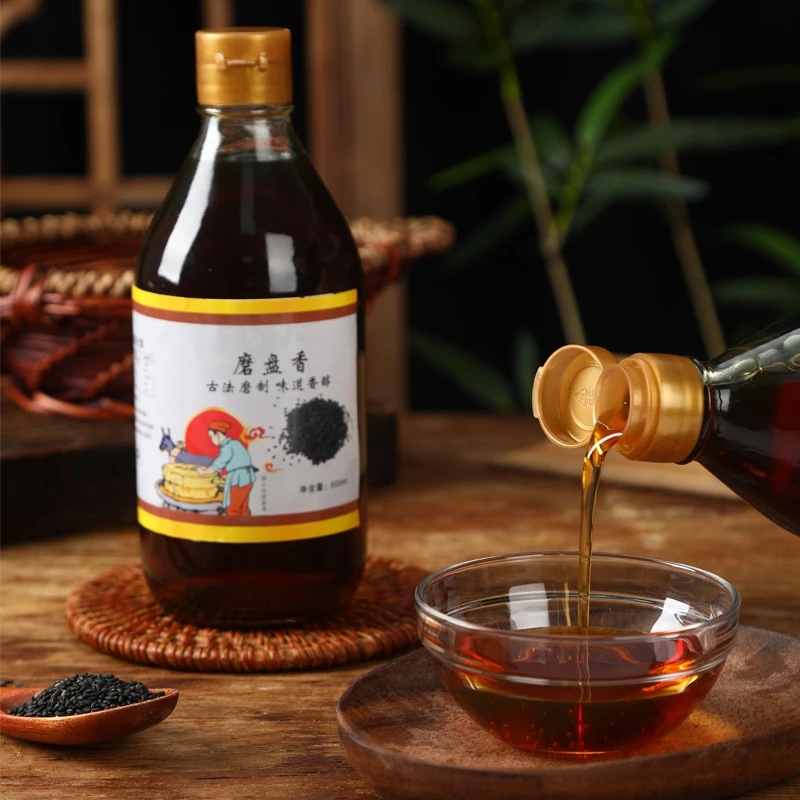 传统黑芝麻小磨香油水代法农家自制精选纯芝麻油一瓶装【460ML】