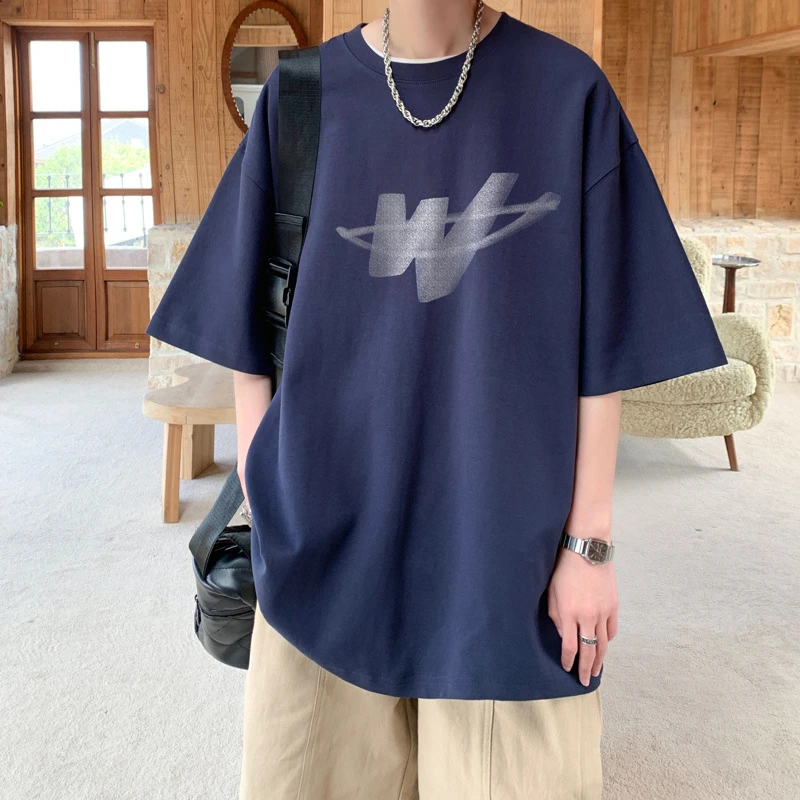 韩版ins新款大码80-300斤重磅100%纯棉小众痞帅潮牌男士短袖T恤衫