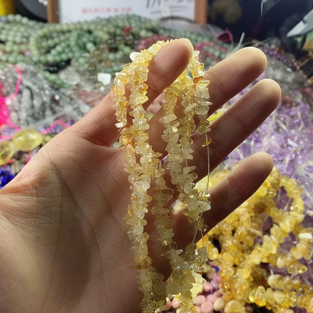 玛瑙/玉髓珠宝半成品未镶嵌一条天然黄水晶小碎石A260