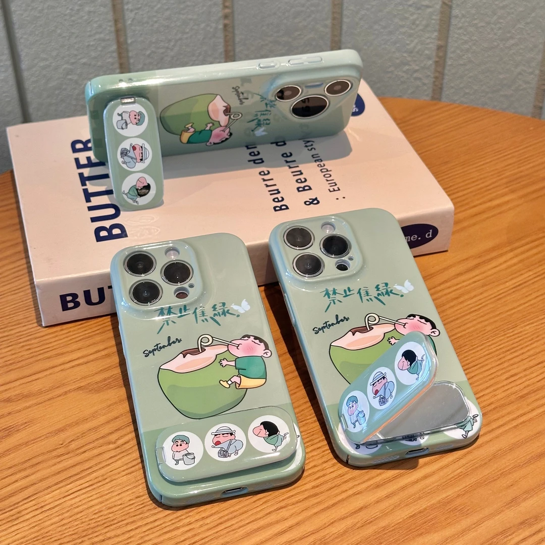 奥菲顿蕉绿小新镜子支架适用苹果17菲林16手机壳华为vivo小米oppo