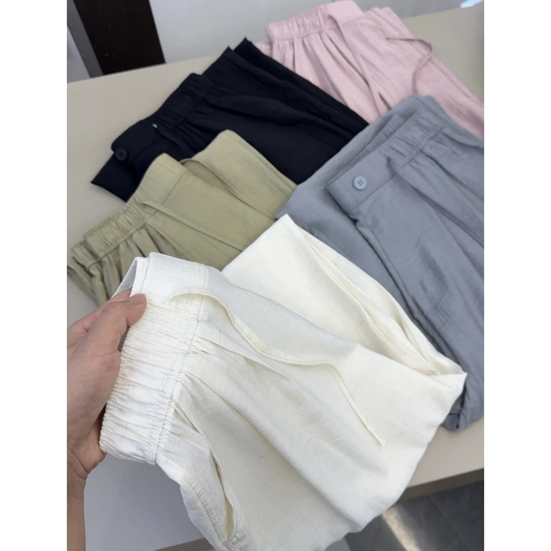 一粒扣麻结裤」宝藏自留款!25春秋新款巨好穿显瘦遮肉阔腿直筒裤