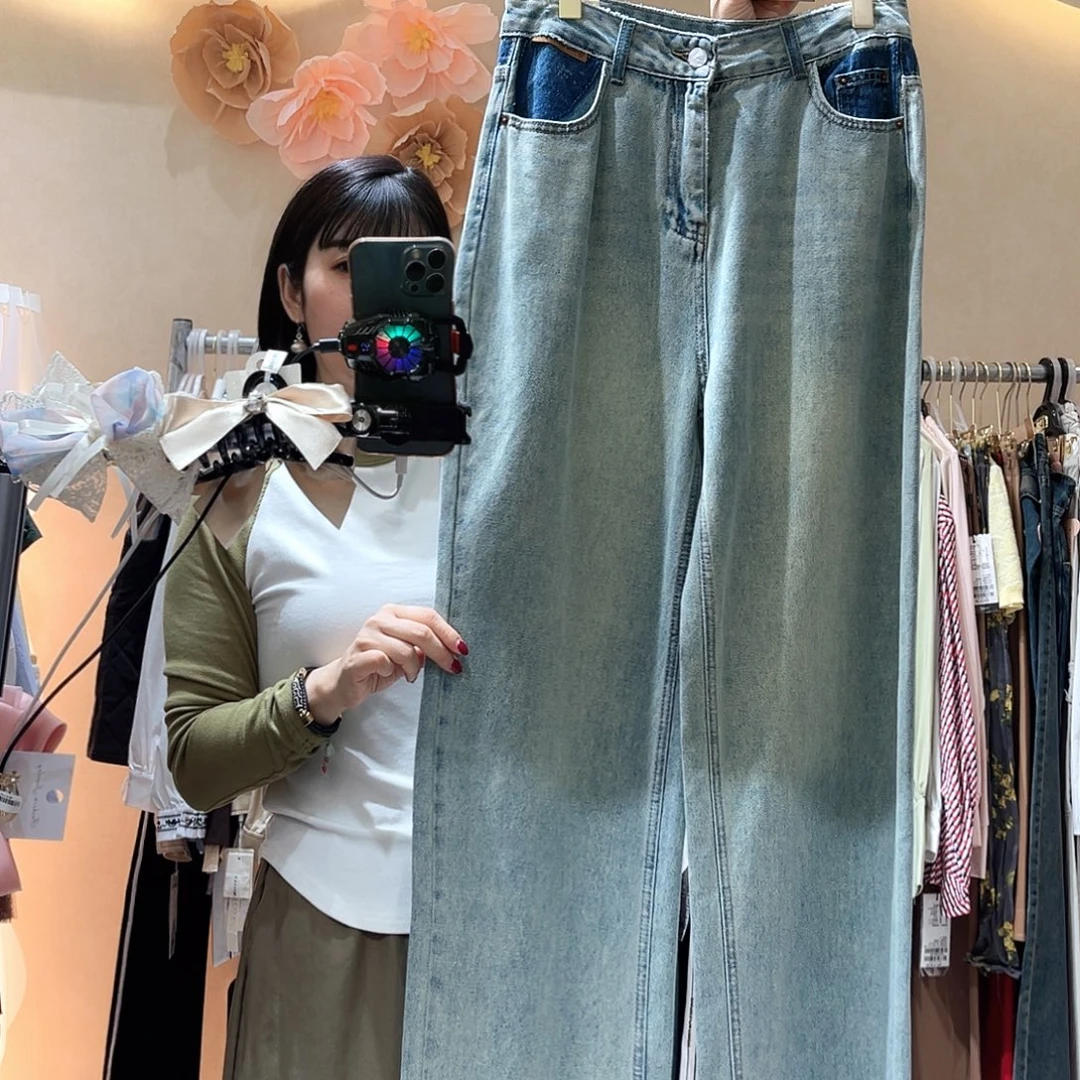 复古直筒牛仔腰围76