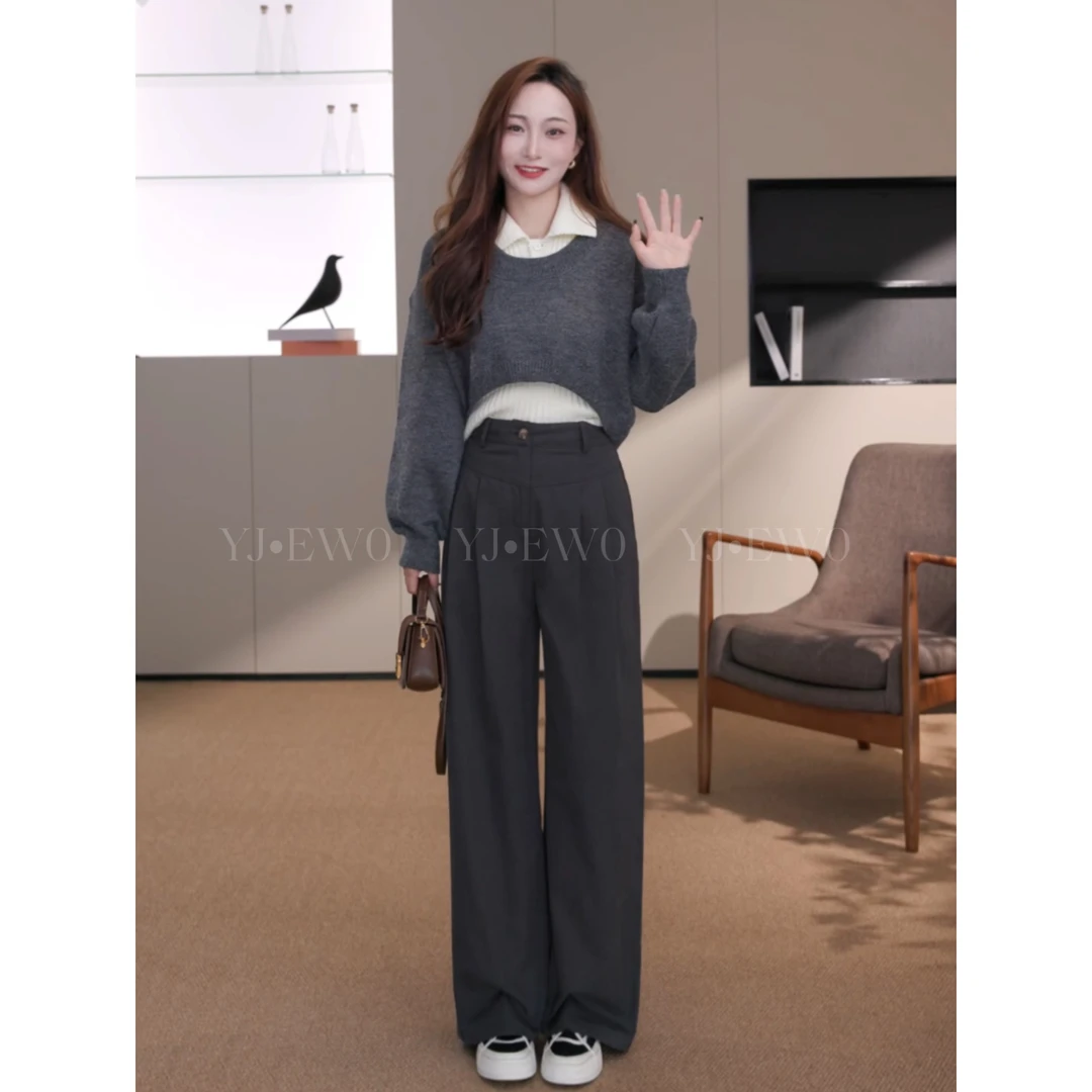 【小爽小个子】初春新款高腰百搭焕新直筒洋气九分休闲裤-8688