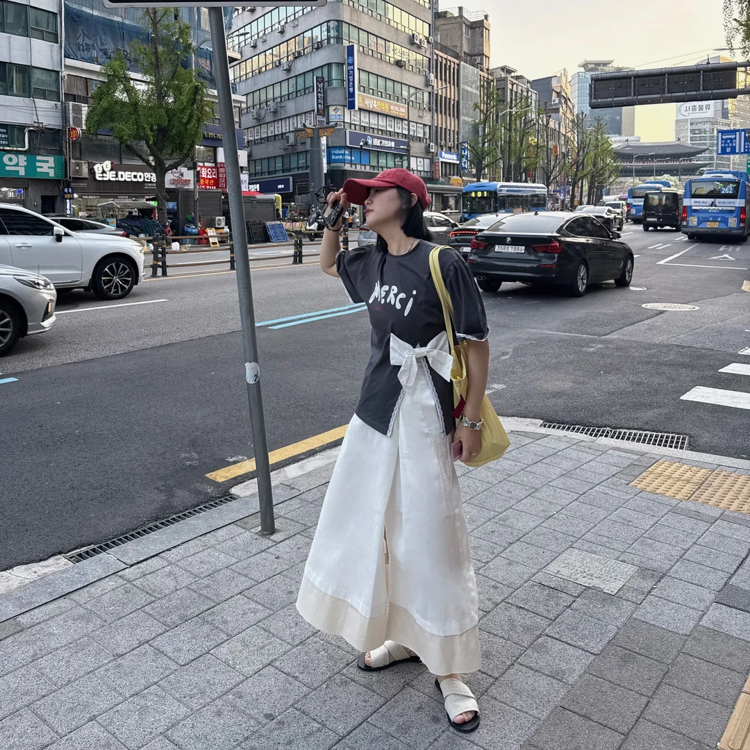 TOTHEND---蝴蝶结侧边开叉T恤