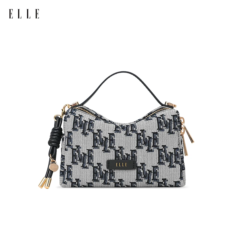 ELLE【618返场好物】新款时尚复古设计师老花手拎饭盒斜挎包46870