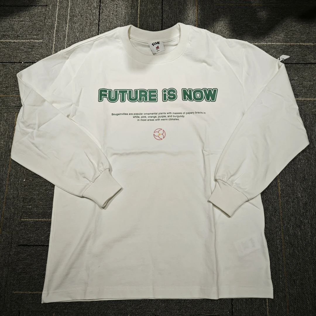 【小梅X1】FISN 胸前绿色字母印花 圆领长袖卫衣宽松