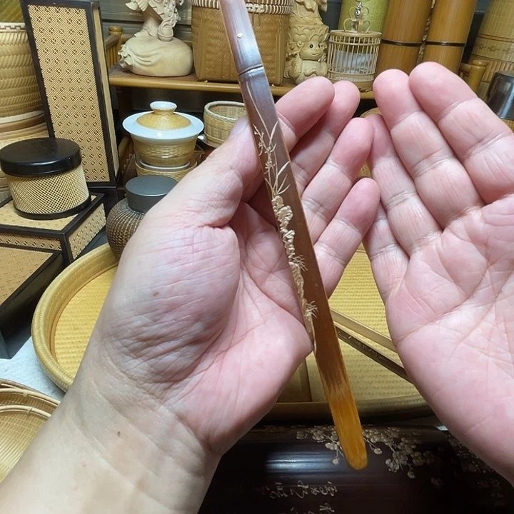 阿****）茶夹老煤竹雕刻